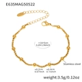 Bracciale in acciaio inossidabile dorato con catena box, perle e chiusura a moschettone - 16+5cm / Bracciale a Catena Avvolto Oro (E635)