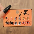 Set of 6 pairs Halloween stud earrings featuring pumpkin bat and spider on orange card - 6 Pairs Combination C E1263-1