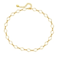 Chic collar chapado en oro de 18K con creativos eslabones de rombos huecos para mujer - Chapado en Oro de 18K