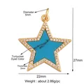 Ciondolo a stella con intarsio in turchese e base dorata, charm da 27x22mm - Ciondolo in Turchese a Stella (M520320-Turquoise)
