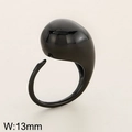 Minimalistischer polierter schwarzer Tropfenring aus Edelstahl mit 13 mm Breite - US 7 / Schwarz (KR112231-HR)