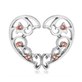 Clip de pezón con forma de corazón plateado sin perforación con seis cristales rosas - Color Acero