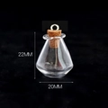 Miniature cone-shaped clear glass DIY wish bottle pendant with cork and metal loop, 22x20mm - Transparent Rhombus Bottle + Eye Pin Cork