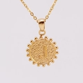 18K gold-plated stainless steel necklace with hammer-textured initial J pendant - J (With Chain)
