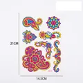 Fluorescent bohemian floral temporary tattoo sheet with paisley patterns, 21x14.5cm - Fluorescent OHB-008