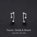 999 Sterling Silver Taurus constellation stud earrings with floral cubic zirconia - Taurus