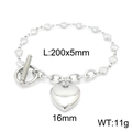 Silbernes Edelstahl-Herzarmband mit OT-Verschluss und Angaben zu den Maßen - Herzkette + Stahlfarbenes Armband