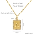 Collar de acero inoxidable chapado en oro 18k con colgante cuadrado letra A y diamantes - Letra A