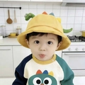 Cute yellow dinosaur baby sun hat and matching long sleeve sweater outfit set - 8 Months-3 Years (46-50cm) / 17 Yellow (Dino Shape)