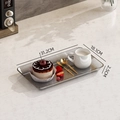 Rectangular clear serving tray with metallic gold rim, 31.2x18.1x2.5cm dimensions - Medium / Transparent Grey