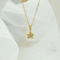 Collar con colgante de estrella dorada con incrustación de circonita y cadena de eslabones - Collar Estrella de Cinco Puntas-N0104