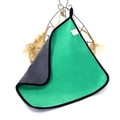 Green and black double-sided microfiber cleaning cloth hanging on a metal rack - Grey Green
