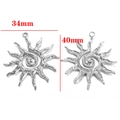 Silver stainless steel sun-shaped pendant in 34mm and 40mm diameter sizes - Style E / Steel