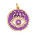 Goldener Evil Eye Anhänger mit lila Emaille und strahlenden Markise-Kristallen - M917030-Lavender Lavendelfarbener Runder Anhänger Mit Bösem Blick