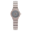 Elegant silver-toned women's quartz watch featuring a full iced-out rhinestone dial and band - Silver