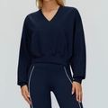 Ensemble de sport bleu marine avec sweat à capuche court et pantalon à rayures - S / Bleu Abysse