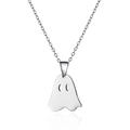 Collana con ciondolo a fantasma in acciaio inossidabile argento lucido e occhi cavi - Nc24y0371-3