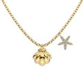 S925 sterling silver gold necklace with white shell pendant and sparkling zircon star - 925 Silver / Gold Shell Star Necklace (DY190815-S-G-WH)