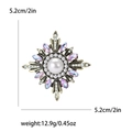 Baroque sunflower brooch with pearls and pink gems, vintage style 5.2cm star pin - Purple