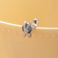 Silver titanium steel planet stud earring with blue zircon and screw-back closure - Single/Screw Ball Style (A121-4#) / Blue