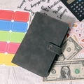 Dark charcoal A6 budget binder in PU leather with white stitching and metal buckle - Single Cover Only / Dark Gray
