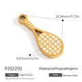 Colgante de raqueta de tenis de acero inoxidable amarillo con medidas de tamaño - Estilo Raqueta de Tenis Amarillo (PJ92291)