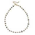 Collana bohémien con pietre nere e perle dorate con catena regolabile per le donne - Nero