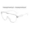 Oversized transparent aviator sunglasses with clear frames and sleek metal top bar - Transparent Frame Clear Lens