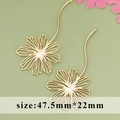 Champagne gold hollow flower pendant 47.5x22mm for DIY earrings and necklace - Hollow Champagne Flower / Gold