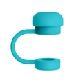 Cyan silicone flower straw cover cap compatible with 10mm tumblers for dust protection - Lake Blue Cylinder