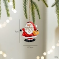 Hanging resin Santa Claus ornament holding gold gift box for Christmas tree decor - Santa With Golden Gift Box