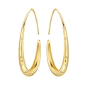 Boucles d'oreilles dorées en U avec motifs d'étoiles et cristaux sur fond blanc - Créole Ovale Simple 4386-50