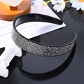 Sparkling black wide headband with densely set silver rhinestones and inner comb - Mineral Grey Full Rhinestone