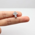 Silver cross slider bead with sparkling rhinestones for 8mm DIY wristbands - Cross