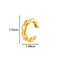Golden C-shaped clip-on earring in polished metal finish measuring 1.52cm by 1.49cm - Bamboo Design (2626-4#) / Gold