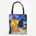 Canvas tote bag featuring Van Gogh's Cafe Terrace at Night art print with black handles - Cafe Terrace at Night