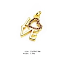 Golden LOVE letter pendant with a small red heart stone for jewelry making - Red Heart LOVE (11#)