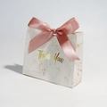 Elegant marble pattern gift bag with pink ribbon and gold Thank You lettering - Pink