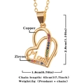Gold-plated heart Mom pendant necklace with colorful zircon stones and copper base - Gold-D382