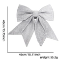 Detail view of large silver glitter Christmas bow with size 40x46cm and 55.2g weight - Size 1 (46x40cm) / Silver