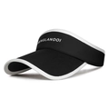 Women's outdoor black and white ice silk sports sun visor with large brim for sun protection - Adjustable / Black