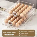 Double-layer transparent egg storage box for fridge with 40-egg capacity and dimensions - Transparent 40 Grids Egg Box With Silver Handle
