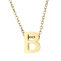 Collana dorata in acciaio inossidabile con ciondolo a lettera B maiuscola lucida - Lettera B(KN233992-Z)