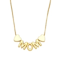 Elegant gold MOM letter necklace with heart charms on polished box chain for women - MOM