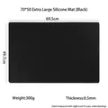 Tapete de escritorio de silicona negra extra grande 70x50cm resistente al calor 0,5mm - Negro