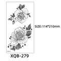 XQB-279 black and white sketch rose flower temporary tattoo sticker measuring 114x210mm - Exquisite Rose with Leaves (XQB-279)