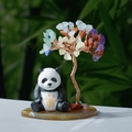 Panda figurine with colorful crystal money tree on an agate base home decor - 7 Chakra Tree Agate Base + Panda Figurine