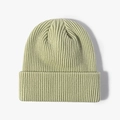 Classic light green ribbed knit beanie with a folded cuff for winter warmth and style - One Size / Fruit Green