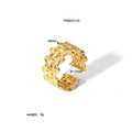 Detailed view of vintage gold woven ring showing 10mm width and 17mm diameter measurements - Wide Hollow Woven Style (YYR023135)