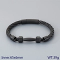 Bracciale da uomo in cavo d'acciaio nero con ciondolo a manubrio, misura 65x6mm - Nero (KB210836-KFC)
